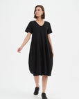 Tirelli V neck Diagonal Seam Dress